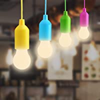 Lightess 4 Piezas Bombilla Portátil LED Lámpara del Cordón Tirón Lámpara de Camping Lantern al Aire Libre Tienda Luz…